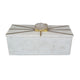 Decorative Storage Box with Gold Amethyst Handle | 8" White Marble