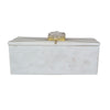 Decorative Storage Box with Gold Amethyst Handle | 8" White Marble