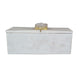 Decorative Storage Box with Gold Amethyst Handle | 8" White Marble