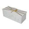 Decorative Storage Box with Gold Amethyst Handle | 8" White Marble