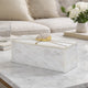 Decorative Storage Box with Gold Amethyst Handle | 8" White Marble