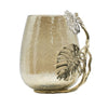 Azra Decorative Vase w Aluminum Leaf Handle | Gold-Silver Glass 11"