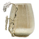 Azra Decorative Vase w Aluminum Leaf Handle | Gold-Silver Glass 11"