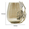 Azra Decorative Vase w Aluminum Leaf Handle | Gold-Silver Glass 11"