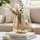 Azra Decorative Vase w Aluminum Leaf Handle | Gold-Silver Glass 11"