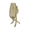 Dyna Decorative Vase w Branch Style Base | Aluminum | Gold Glass 18"
