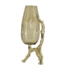 Dyna Decorative Vase w Branch Style Base | Aluminum | Gold Glass 18"