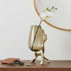 Dyna Decorative Vase w Branch Style Base | Aluminum | Gold Glass 18"