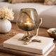 Dyna Decorative Candle Holder | Branch Style Base | Aluminum | Gold Glass 10"