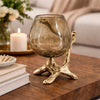 Dyna Decorative Candle Holder | Branch Style Base | Aluminum | Gold Glass 10"