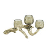 Dyna Votive w 3 Holders | Multiple Branches Accent Base | Gold Glass 16"