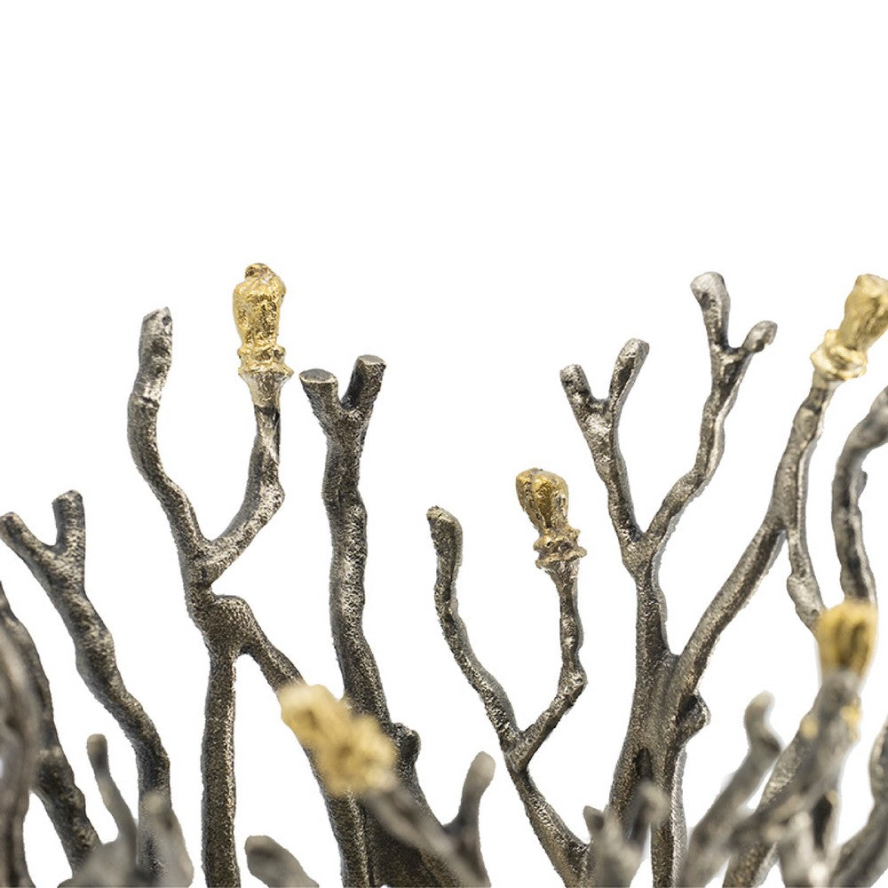 Akira Vase | Twig Inspired Frame | Aluminum-Glass | Silver-Gold | 14"