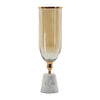 Kylie Decorative Vase w White Marble Base | Aluminum | Gold Glass 19"