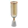 Kylie Decorative Vase w White Marble Base | Aluminum | Gold Glass 19"