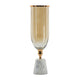 Kylie Decorative Vase w White Marble Base | Aluminum | Gold Glass 19"