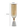 Kylie Decorative Vase w White Marble Base | Aluminum | Gold Glass 19"