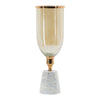 Kylie Decorative Vase w White Marble Base | Aluminum | Gold Glass 16"