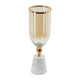 Kylie Decorative Vase w White Marble Base | Aluminum | Gold Glass 16"