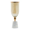 Kylie Decorative Vase w White Marble Base | Aluminum | Gold Glass 16"