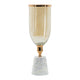 Kylie Decorative Vase w White Marble Base | Aluminum | Gold Glass 16"