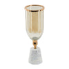 Kylie Decorative Vase w White Marble Base | Aluminum | Gold Glass 16"
