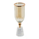 Kylie Decorative Vase w White Marble Base | Aluminum | Gold Glass 16"