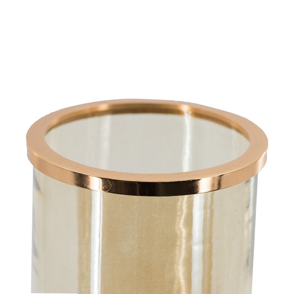 Kylie Decorative Vase w White Marble Base | Aluminum | Gold Glass 16"