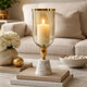 Kylie Decorative Vase w White Marble Base | Aluminum | Gold Glass 16"