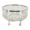 Dyna 13" Decorative Bowl w Fine Glass & Floral Silver Aluminum Stand