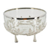 Dyna 13" Decorative Bowl w Fine Glass & Floral Silver Aluminum Stand