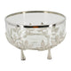 Dyna 13" Decorative Bowl w Fine Glass & Floral Silver Aluminum Stand