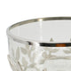 Dyna 13" Decorative Bowl w Fine Glass & Floral Silver Aluminum Stand