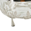 Dyna 13" Decorative Bowl w Fine Glass & Floral Silver Aluminum Stand