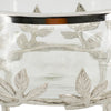 Dyna 13" Decorative Bowl w Fine Glass & Floral Silver Aluminum Stand