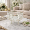 Dyna 13" Decorative Bowl w Fine Glass & Floral Silver Aluminum Stand