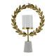 Gigi Candle Holder | Marble Base | Gold Leaf Wreath Ring | White Glass 20"