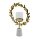 Gigi Candle Holder | Marble Base | Gold Leaf Wreath Ring | White Glass 20"