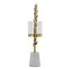 Gigi Candle Holder | Marble Base | Gold Leaf Wreath Ring | White Glass 20"