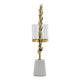 Gigi Candle Holder | Marble Base | Gold Leaf Wreath Ring | White Glass 20"