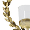 Gigi Candle Holder | Marble Base | Gold Leaf Wreath Ring | White Glass 20"