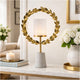 Gigi Candle Holder | Marble Base | Gold Leaf Wreath Ring | White Glass 20"