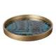 Jemin Decorative Tray w Swirl Patterns | Gold MDF Rim | Blue Glass 18"