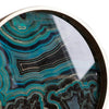 Jemin Decorative Tray w Swirl Patterns | Gold MDF Rim | Blue Glass 18"