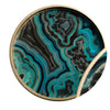 Jemin Decorative Tray w Swirl Patterns | Gold MDF Rim | Blue Glass 18"