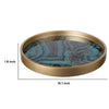 Jemin Decorative Tray w Swirl Patterns | Gold MDF Rim | Blue Glass 18"
