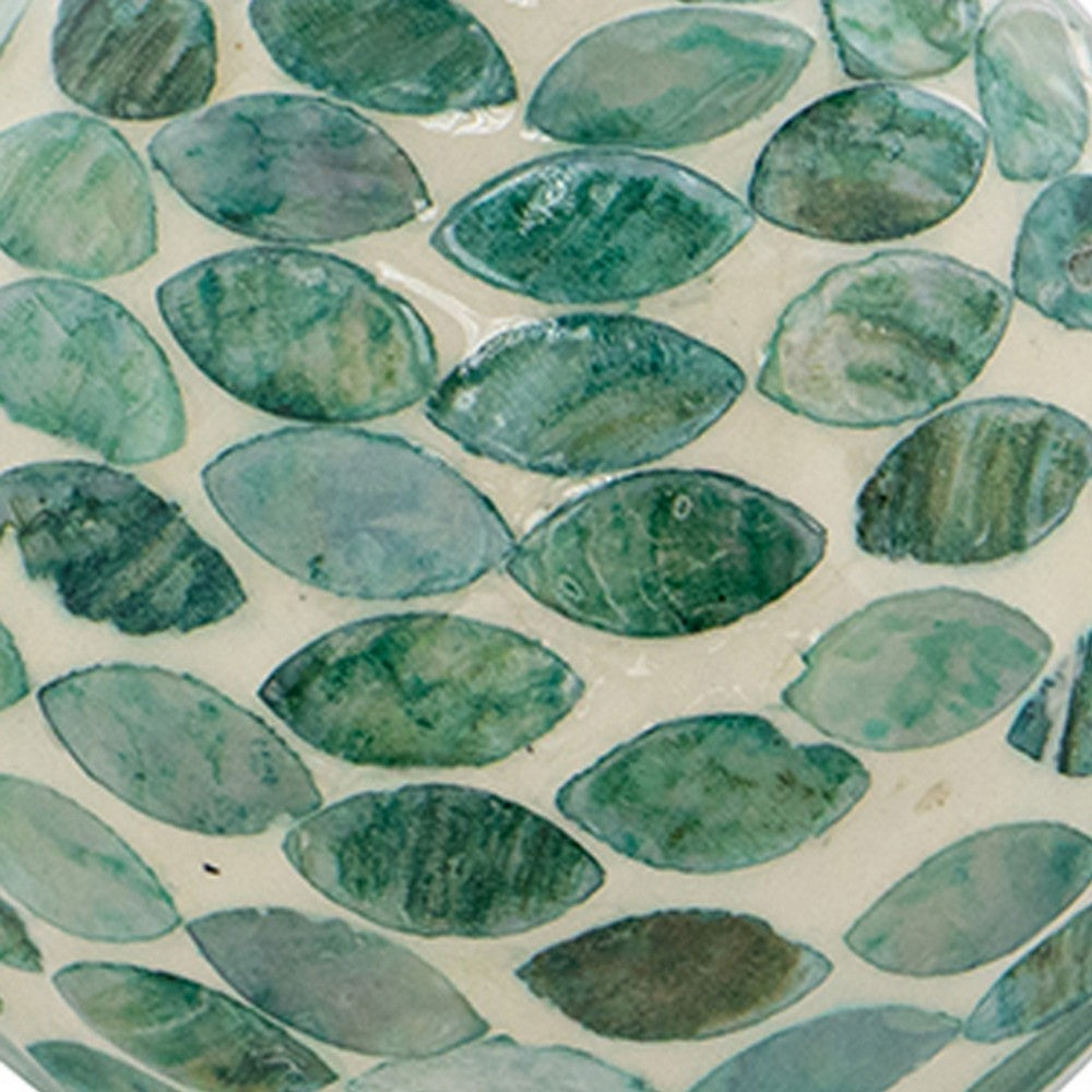 Sunny Decorative Ball Set of 3 | Capiz Shell Details | Green Ceramic 12"