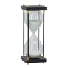 Judy Decorative Hourglass Timer | Brown Wood & Black Iron Rods | Glass 12"