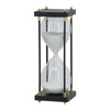 Judy Decorative Hourglass Timer | Brown Wood & Black Iron Rods | Glass 12"