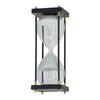 Judy Decorative Hourglass Timer | Brown Wood & Black Iron Rods | Glass 12"