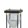 Judy Decorative Hourglass Timer | Brown Wood & Black Iron Rods | Glass 12"